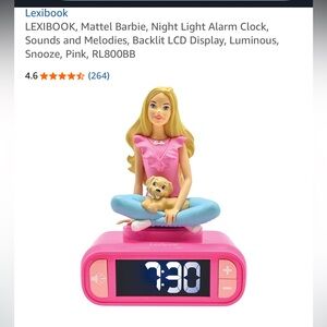 Pink Barbie Alarm Clock with Doll